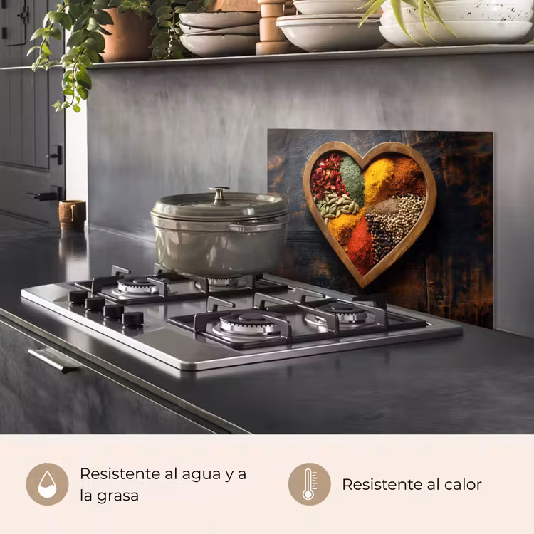 Salpicaderos de cocina - Madera - Corazón - Colorido - Especias — 2