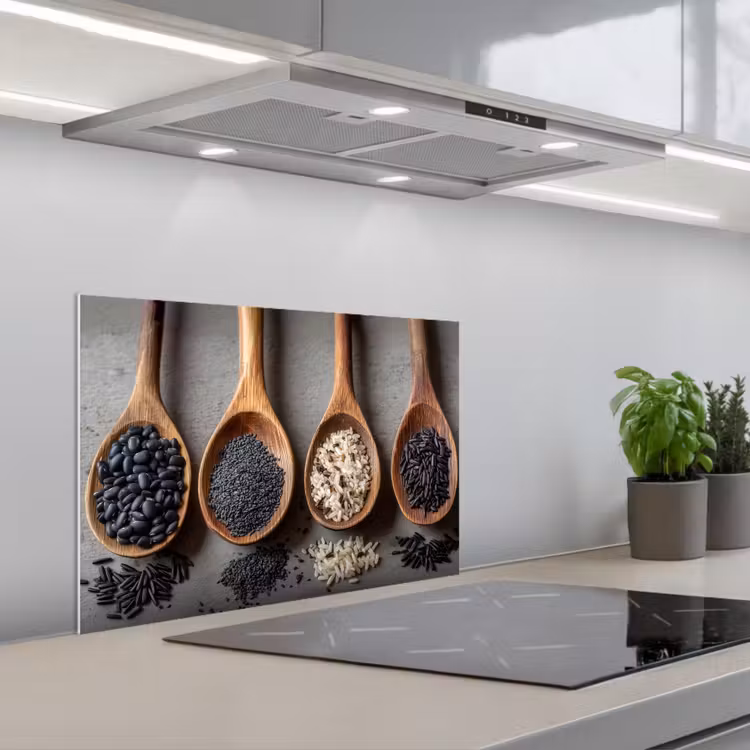 Salpicaderos de cocina - Madera - Cucharas - Arroz - Semillas — 1