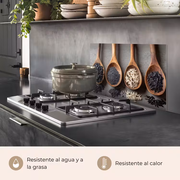 Salpicaderos de cocina - Madera - Cucharas - Arroz - Semillas — 2