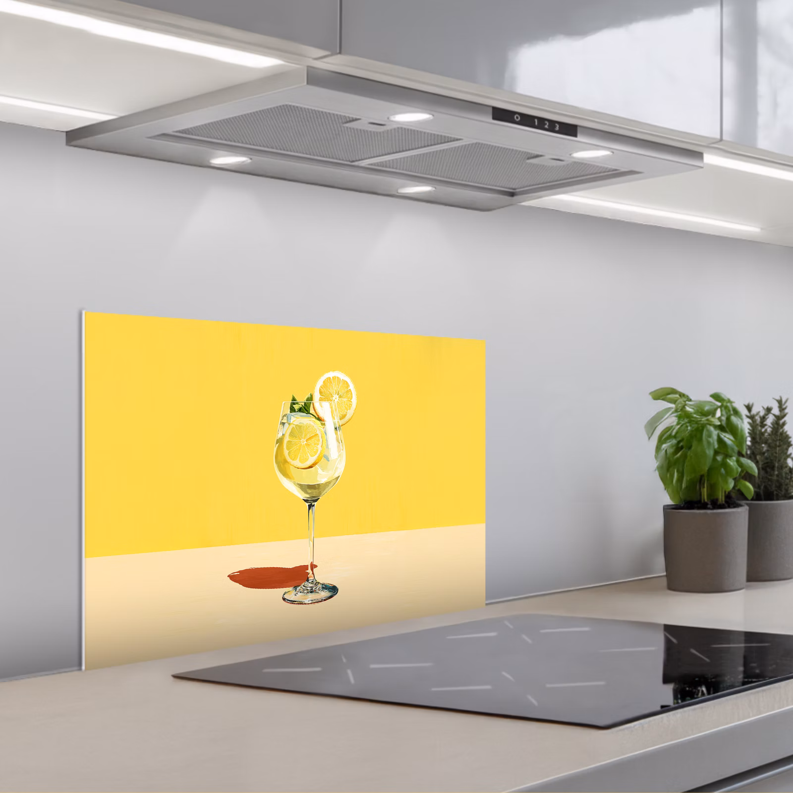 Salpicaderos de cocina - Copa de vino - Limón - Amarillo - Minimalista — 1