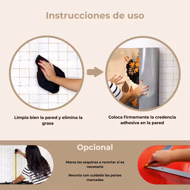 Salpicaderos de cocina - Mujer - Rizos - Flores - Beige — 6