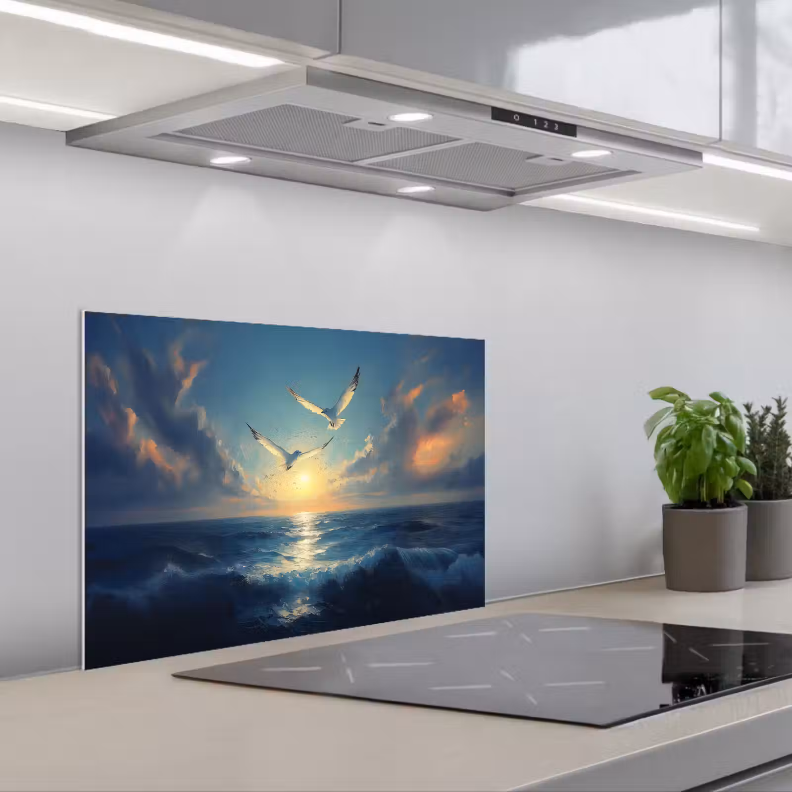 Salpicaderos de cocina - Gaviotas - Mar - Nubes - Azul — 1