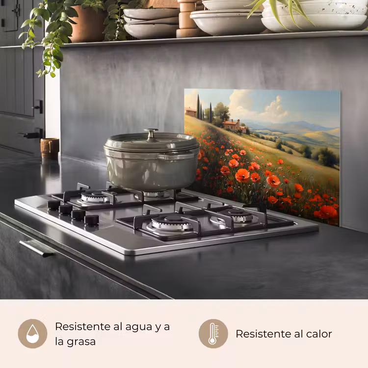 Salpicaderos de cocina - Amapolas - Rojas - Colinas - Paisaje — 2