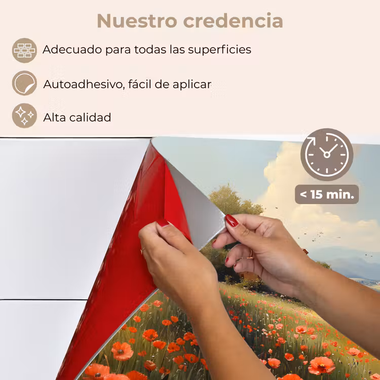 Salpicaderos de cocina - Amapolas - Rojas - Colinas - Paisaje — 4