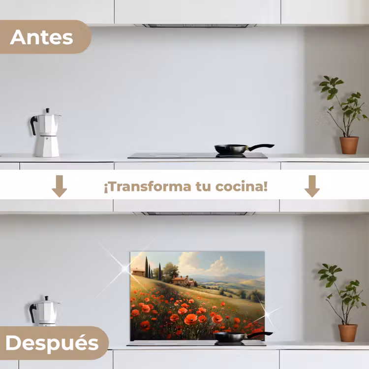 Salpicaderos de cocina - Amapolas - Rojas - Colinas - Paisaje — 7