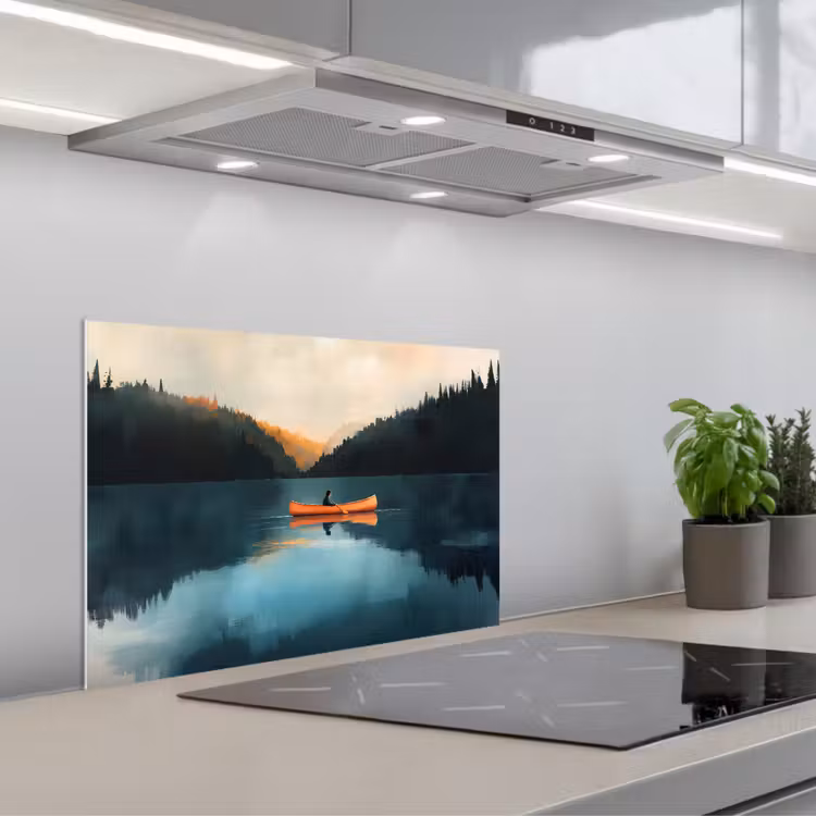 Salpicaderos de cocina - Bosques - Lago - Canoa - Naranja — 1
