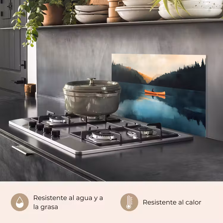 Salpicaderos de cocina - Bosques - Lago - Canoa - Naranja — 2