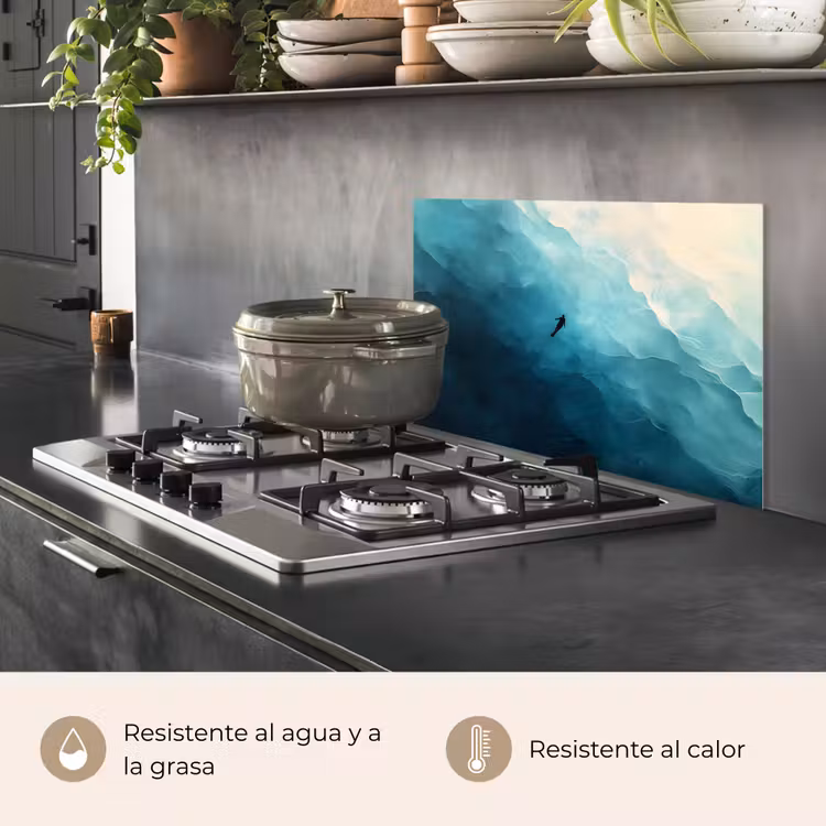 Salpicaderos de cocina - Mar - Silueta - Abstracto - Azul — 2