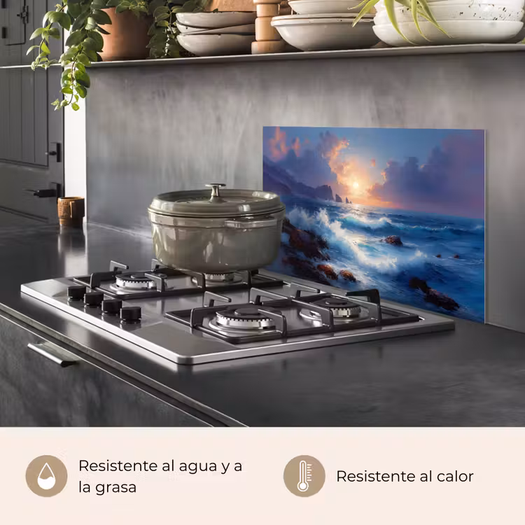 Salpicaderos de cocina - Olas - Mar - Colorido - Rocas — 2