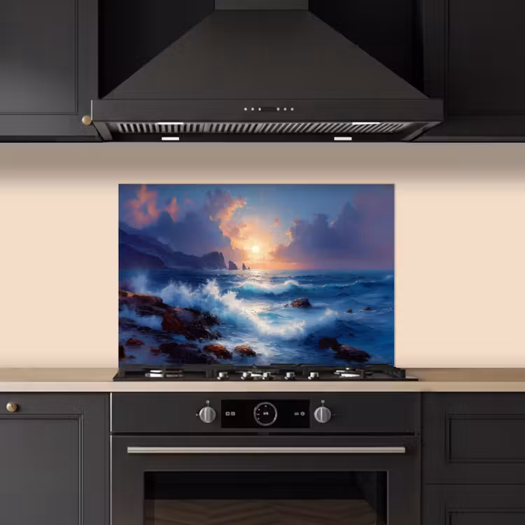 Salpicaderos de cocina - Olas - Mar - Colorido - Rocas — 5