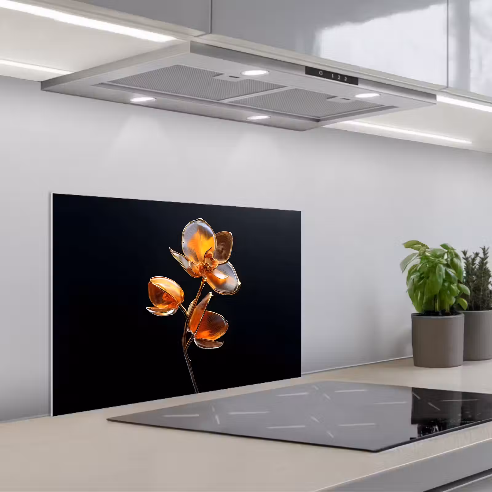 Salpicaderos de cocina - Flor - Orquídea - Naranja — 1