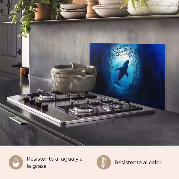 Salpicaderos de cocina - Ballena - Pez - Azul oscuro — 2