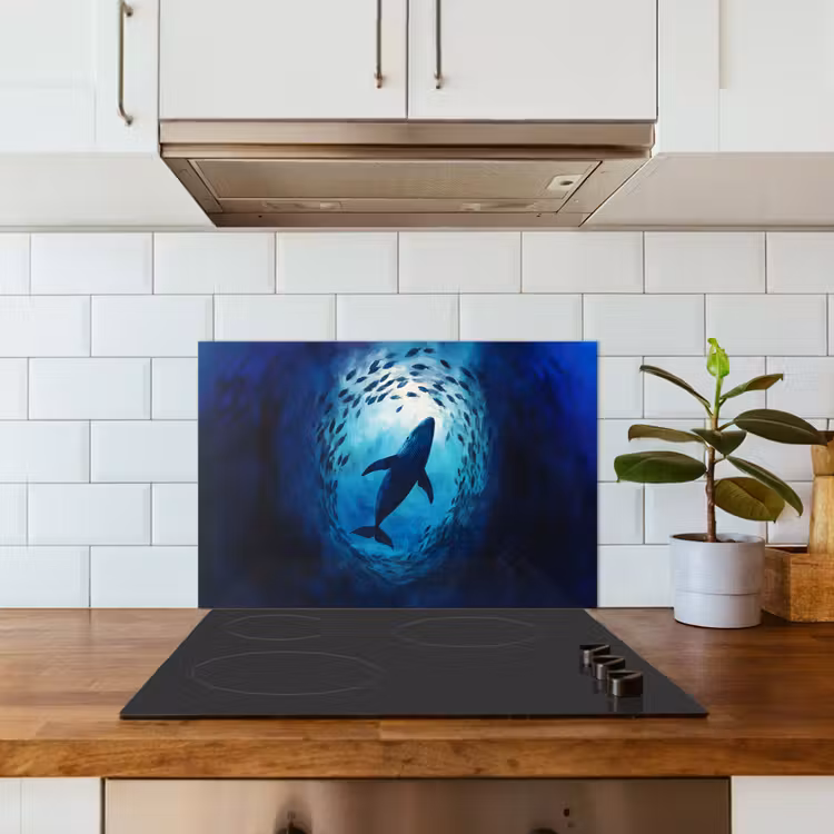 Salpicaderos de cocina - Ballena - Pez - Azul oscuro — 3