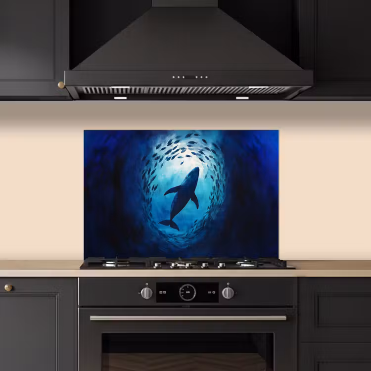 Salpicaderos de cocina - Ballena - Pez - Azul oscuro — 5
