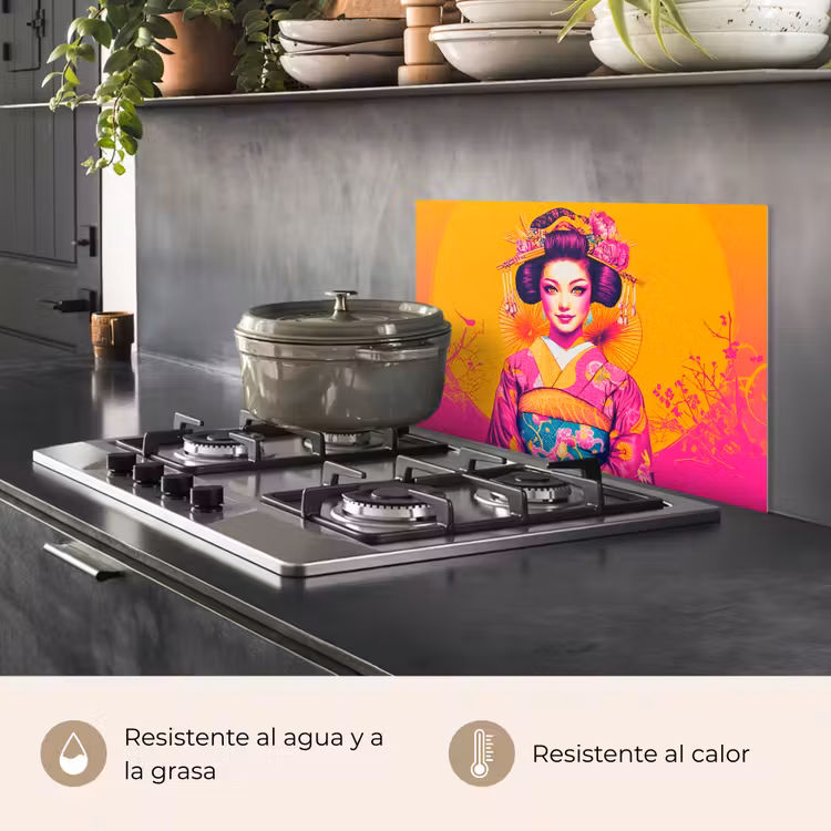 Salpicaderos de cocina - Flores - Mujer - Kimono - Rosa — 2