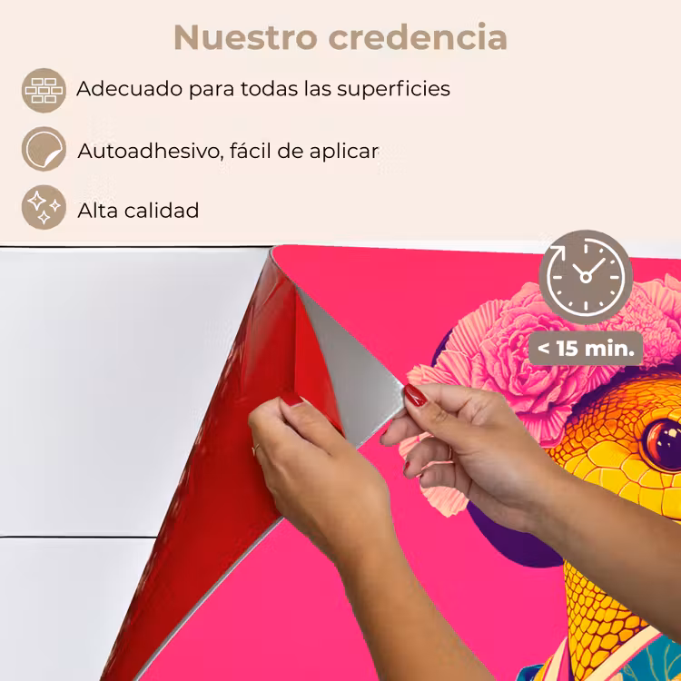 Salpicaderos de cocina - Lagarto - Flores - Rosa - Kimono — 4