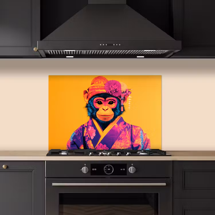 Salpicaderos de cocina - Mono - Kimono - Flores - Tocado — 5