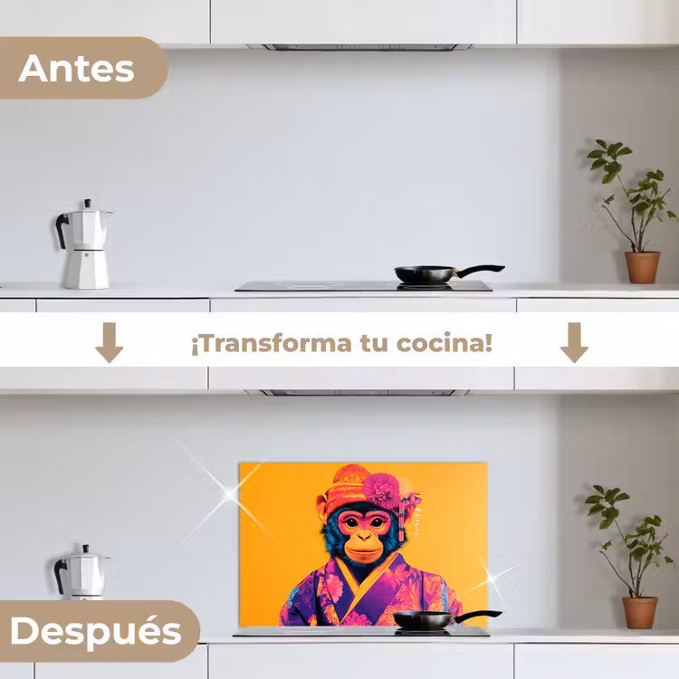 Salpicaderos de cocina - Mono - Kimono - Flores - Tocado — 7