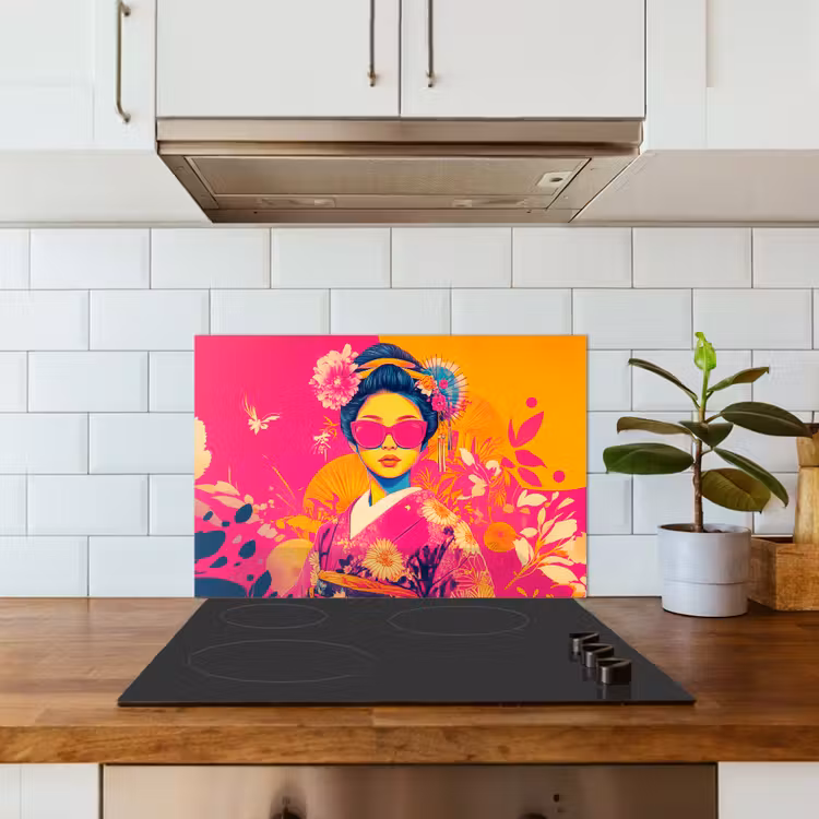 Salpicaderos de cocina - Mujer - Gafas de sol - Abstractas - Naranja — 3