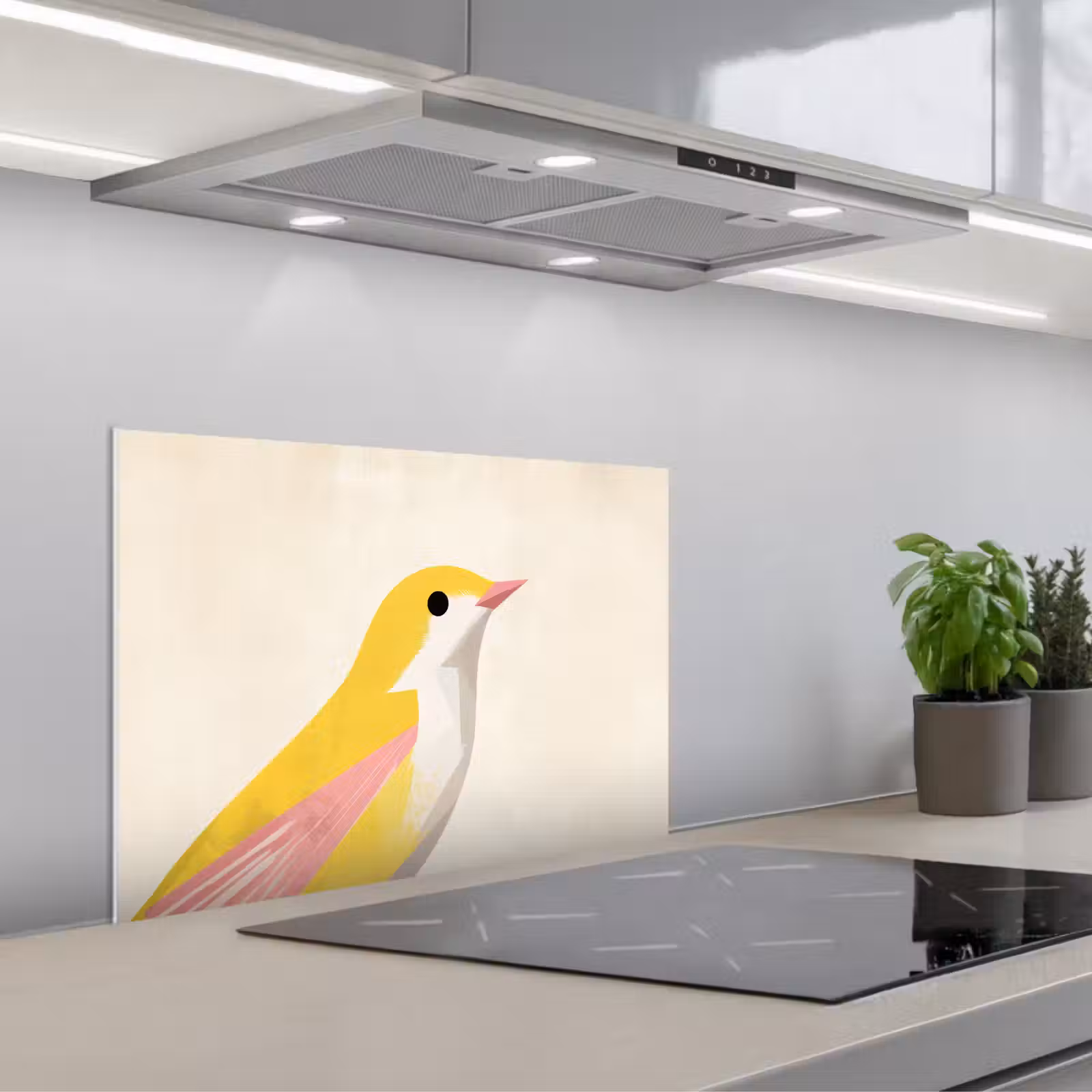 Salpicaderos de cocina - Pájaro - Minimalista - Amarillo — 1