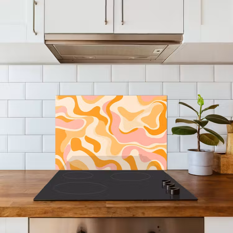 Salpicaderos de cocina - Abstracto - Ondulado - Naranja — 3