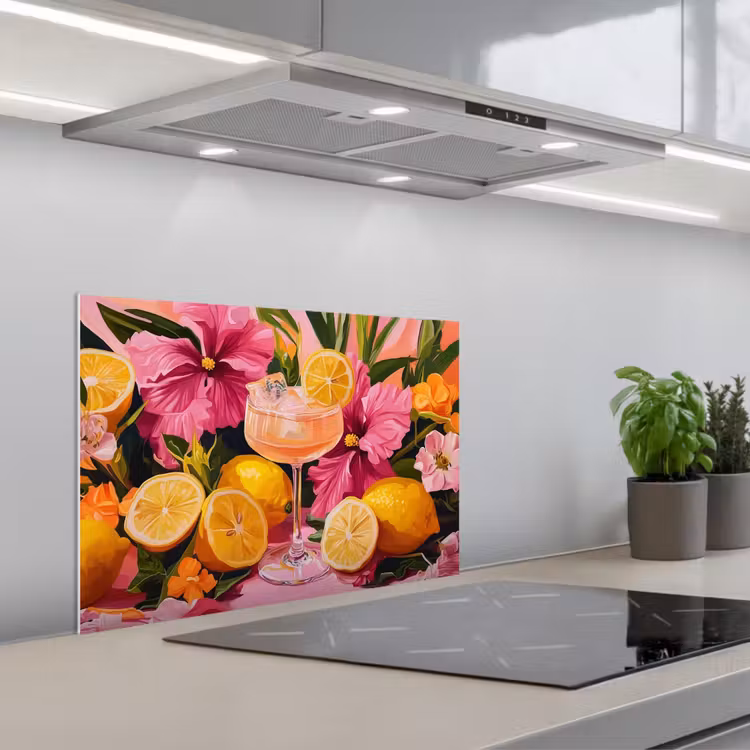 Salpicaderos de cocina - Bebida - Flores - Amarillo — 1