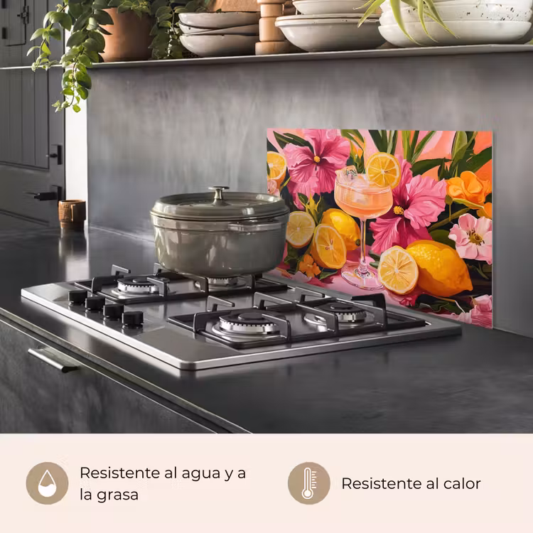 Salpicaderos de cocina - Bebida - Flores - Amarillo — 2