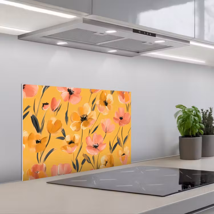 Salpicaderos de cocina - Flores - Pintadas - Amarillas — 1