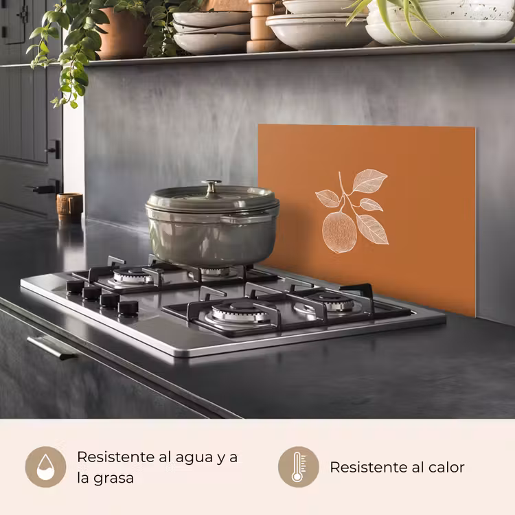 Salpicaderos de cocina - Naranja - Dibujado - Hojas - Marrón — 2
