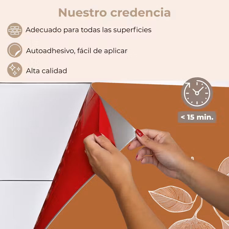 Salpicaderos de cocina - Naranja - Dibujado - Hojas - Marrón — 4