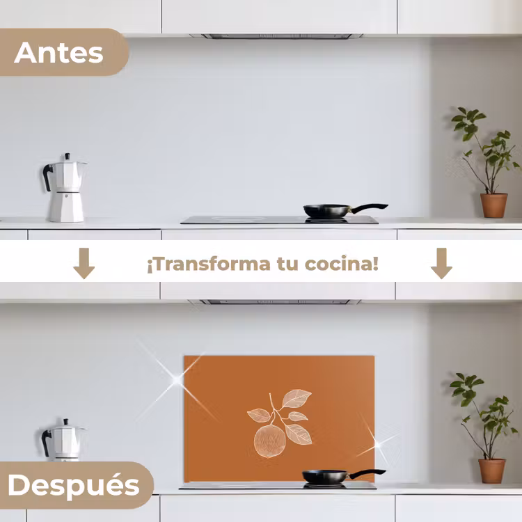 Salpicaderos de cocina - Naranja - Dibujado - Hojas - Marrón — 7