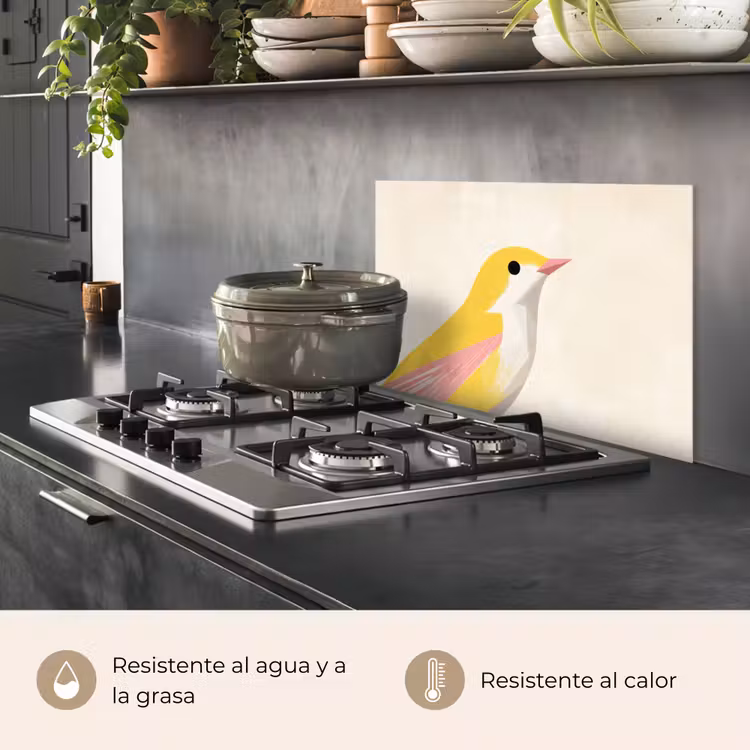 Salpicaderos de cocina - Pájaro - Minimalista - Amarillo — 2