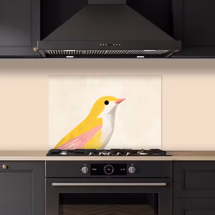 Salpicaderos de cocina - Pájaro - Minimalista - Amarillo — 5