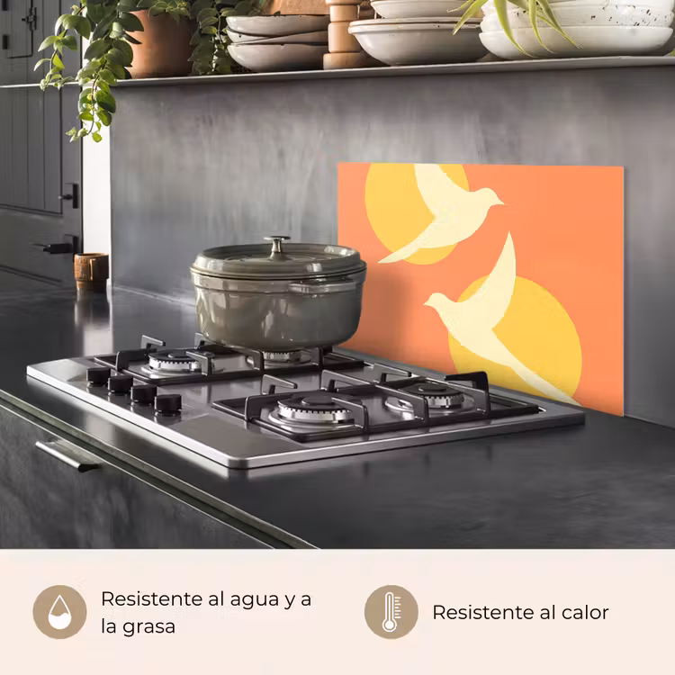Salpicaderos de cocina - Pájaros - Círculos - Amarillo — 2