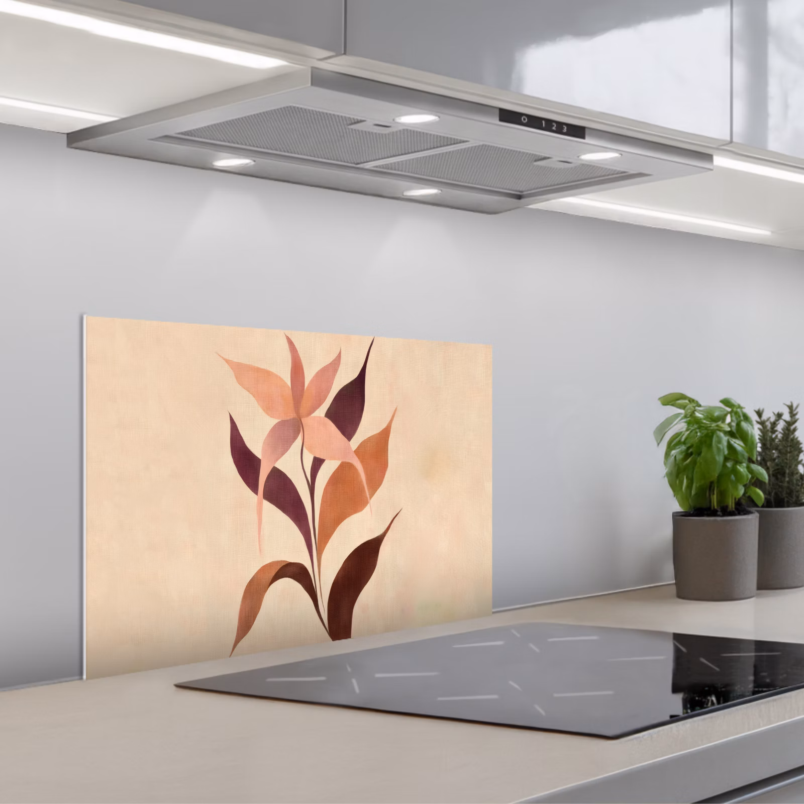 Salpicaderos de cocina - Minimalista - Flor - Hojas - Beige — 1
