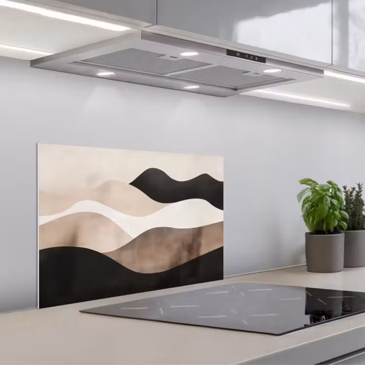 Salpicaderos de cocina - Abstracto - Paisaje - Olas - Color crema — 1