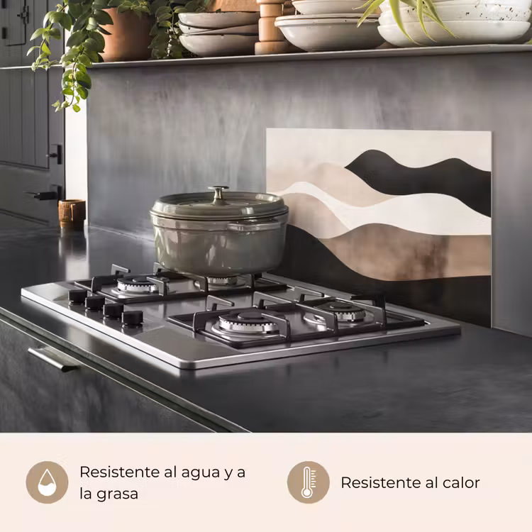 Salpicaderos de cocina - Abstracto - Paisaje - Olas - Color crema — 2