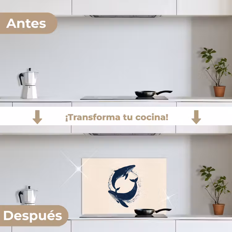 Salpicaderos de cocina - Ballenas - Salpicaduras - Círculo - Azul oscuro — 7