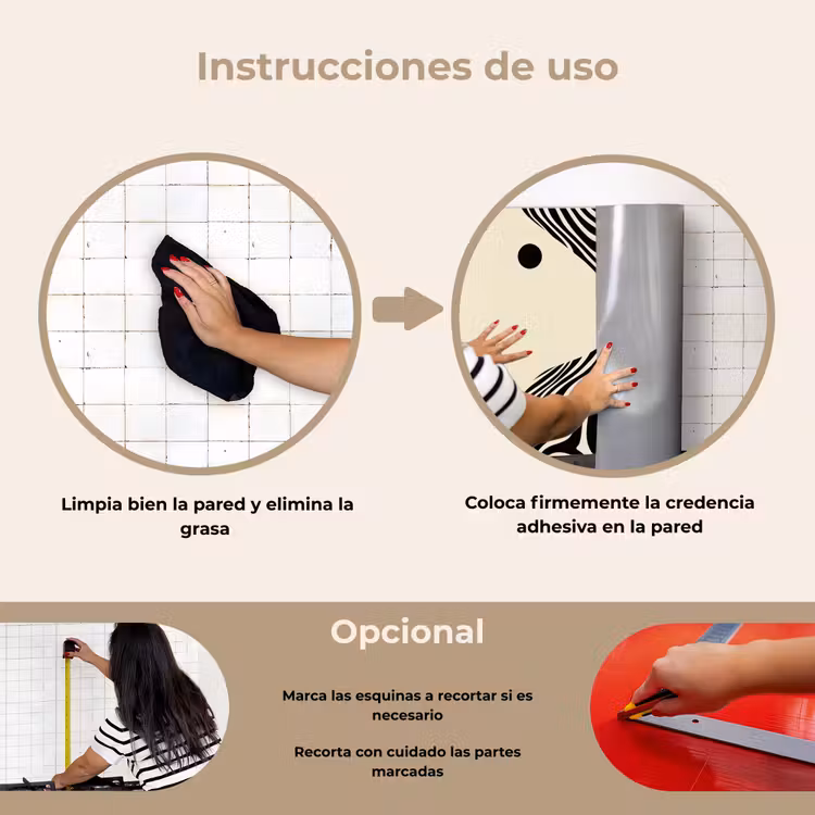 Salpicaderos de cocina - Beige - Líneas - Ondulado - Abstracto — 6