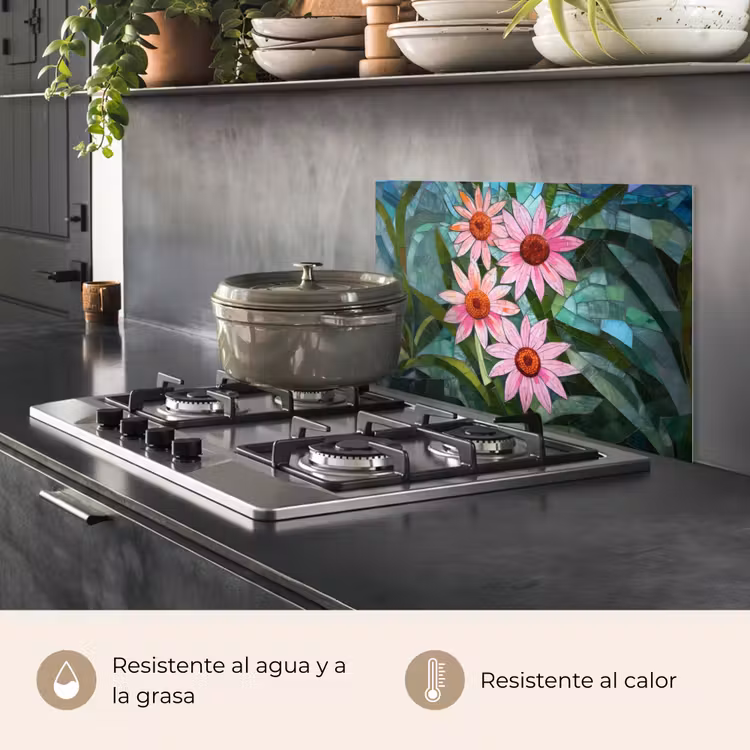 Salpicaderos de cocina - Flores - Rosa - Mosaico de vidrio — 2