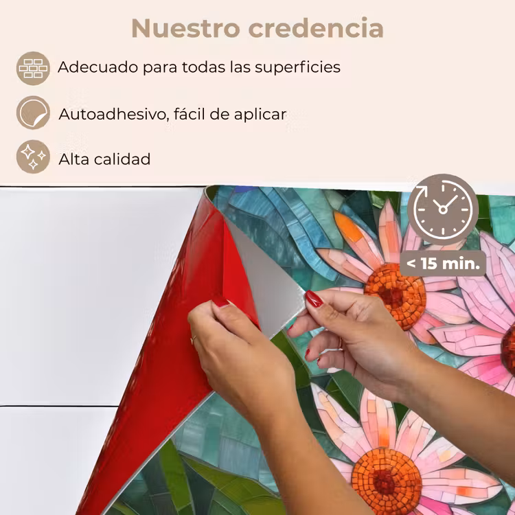 Salpicaderos de cocina - Flores - Rosa - Mosaico de vidrio — 4