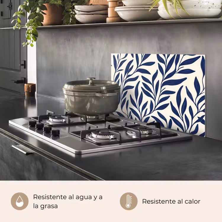 Salpicaderos de cocina - Hojas - hiedra - Azul oscuro — 2