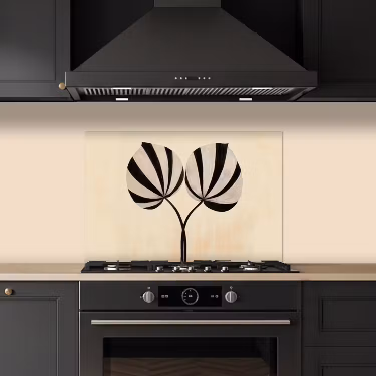 Salpicaderos de cocina - Hojas - Rayas - Tallo - Beige — 5