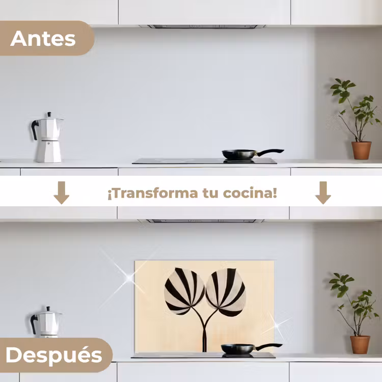 Salpicaderos de cocina - Hojas - Rayas - Tallo - Beige — 7