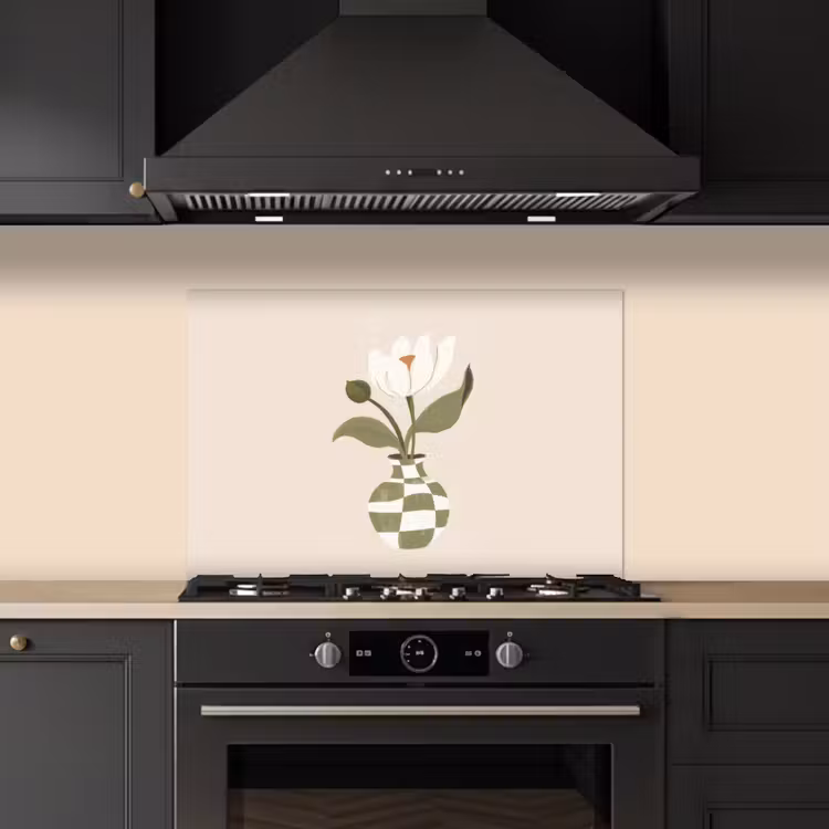 Salpicaderos de cocina - Jarrón - A cuadros - Flor - Verde — 5