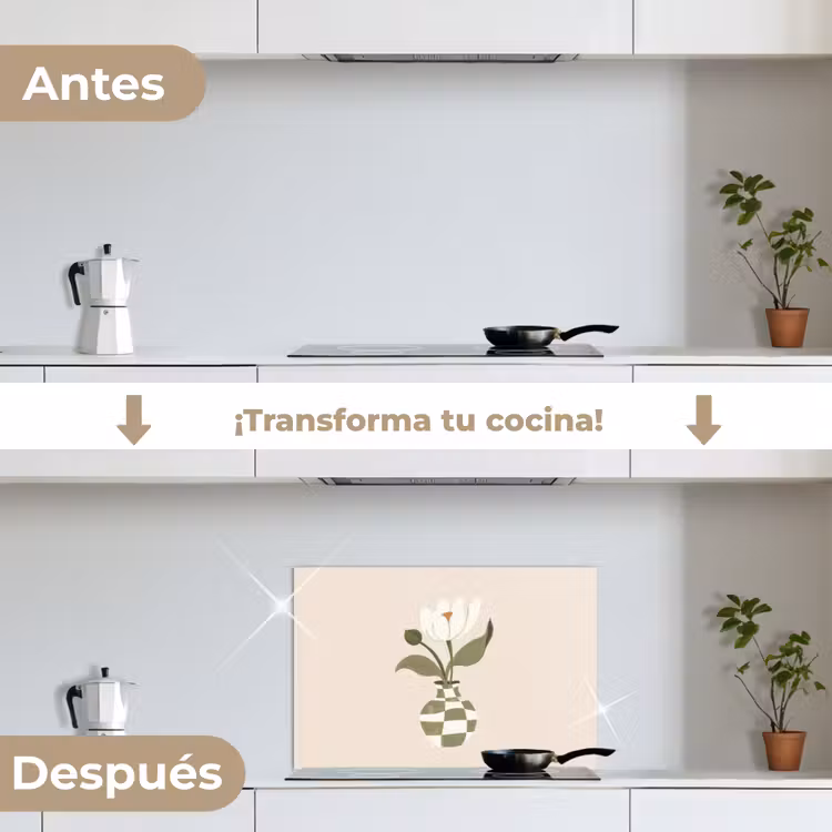 Salpicaderos de cocina - Jarrón - A cuadros - Flor - Verde — 7