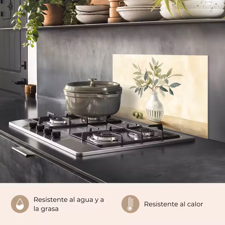 Salpicaderos de cocina - Jarrón - Cerámica - Ramas de olivo — 2