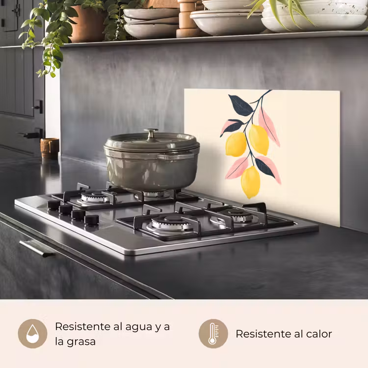 Salpicaderos de cocina - Limones - Amarillo brillante - Rama - Hojas — 2