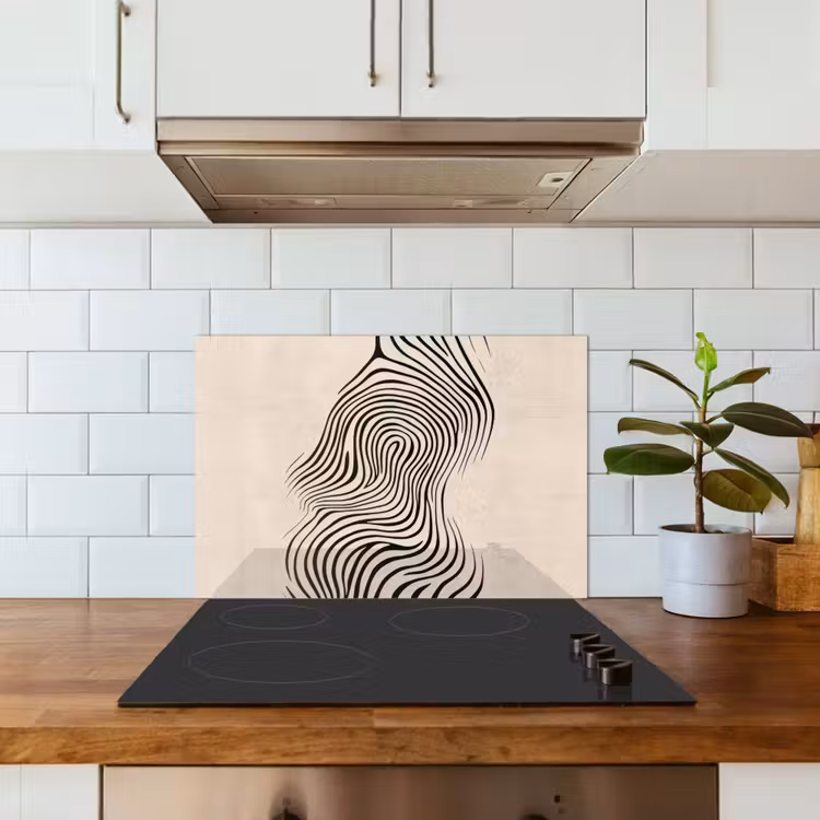 Salpicaderos de cocina - Líneas - Abstracto - Ondulado - Negro — 3
