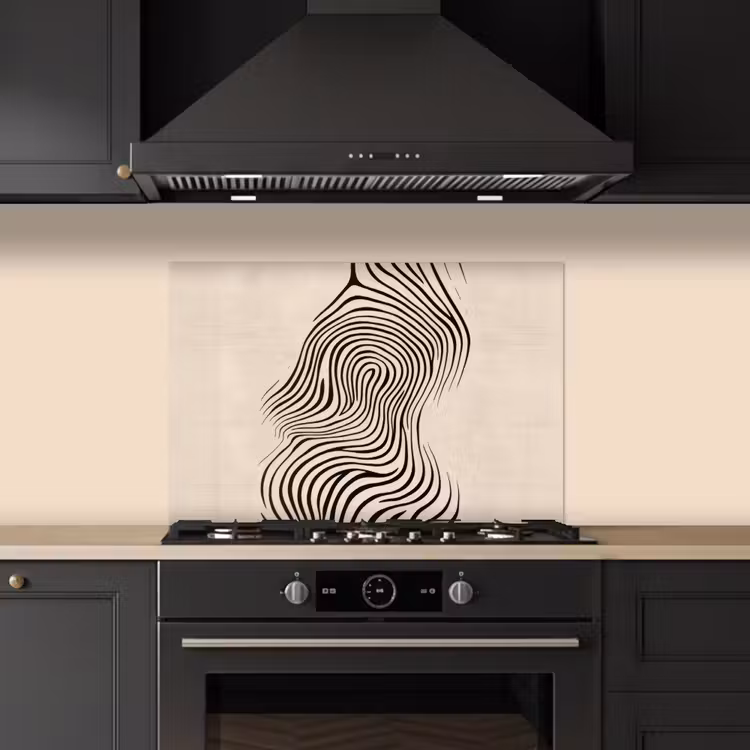Salpicaderos de cocina - Líneas - Abstracto - Ondulado - Negro — 5